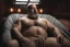 Placeholder: half body shot photography, two muscular chubby ugly burly marocan men , bulge, masculine hairy 54 year old man, bald, currly beard ,big shoulders, big arms, big legs, bulge,, ambient occlusion , lying down sleeping in a steamy Sauna, super high resolution, 8k, dim light, side light, ultra hyper realistic, frontal view