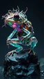Placeholder: A dynamic view action showcasing the fusion of recursive and Neumorphic elements, depicting a fully fantasy juggernout -frog. Its intricate mechanisms are driven by interlocking tendrils and complex lock embedded throughout its massive resin frame. made of clear resin with rainbow glowing messy head with shiny body. Standing on highest swamp rock