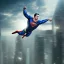 Placeholder: Superman flying, dramatic, cityscape background, dramatic lighting, volumetric lighting, hyperrealisme, 8k, high quality, photorealistic, lot of details