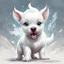 Placeholder: The pure white seel pup looks cute and then it headbutts you with its sharp horn, in card art style