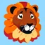 Placeholder: A sticker design in a minimalistic style featuring a caricature lion in vivid colors. The subject is presented alone on a neutral background.