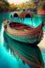 Placeholder: A magnificent handcrafted traditional Indian boat gently floats atop the shimmering turquoise waters of a majestic river its slender body adorned with intricate patterns and vibrant hues showcasing the rich cultural heritage and artistic prowess of the land