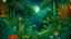 Placeholder: A vibrant, dreamlike jungle scene inspired by Henri Julien Félix Rousseau, with lush greenery, exotic flowers, and majestic animals roaming freely, set against a surreal, starry night sky