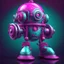 Placeholder: A hyper-realistic 3D Surreal digital painting, magenta droid mechanic, rich deep teal background, dreamlike imagery, fantastical elements, perfect body ,dymond , boots