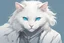 Placeholder: Full illustration of a white cat with blue eyes in anime style