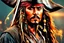 Placeholder: Jack Sparrow in 8k realistic anime drawing style, pirate custom, close picture, rain, neon, intricate details, highly detailed, high details, detailed portrait, masterpiece,ultra detailed, ultra quality