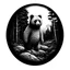 Placeholder: Sticker design on white background, Teddybear walking in a forest, in Gustave Dorè art style, side light, high details, photorealistic, monochrome, black and white