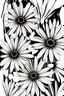 Placeholder: black and white line art of a daisy flowers