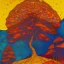 Placeholder: Autumn colors, peaceful, Egon Schiele, Max Ernst, night sky filled with galaxies and stars, rocks, trees, flowers, one-line drawing, sharp focus, 8k, deep 3d field, intricate, ornate, one million strokes. strong colors
