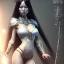 Placeholder: hitomi tanaka, long black hair, full body, Unreal Engine 5, highly detailed, highest quality, digital painting, complex 3d render, unreal engine render, insane detail, intricate photograph quality, magnificent, majestic, highly intricate, Realistic photography, grand hall, wicked throne, holding scepter, crown of barbwire, dark color palette, metallic, highly detailed, highest quality, digital painting