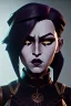 Placeholder: sophia lorenevil queen in black leather, angry, stern look, volumetric lighting, particales,highly detailed,cinematic, deep colours,8