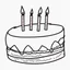 Placeholder: birthday cake, line drawing, cake with pink frosting