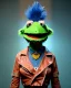 Placeholder: hybrid character, waitress sexy woman with monster muppet mask that covers her entire head, punk and gold, short shirt, old school tattoo, retro style, Sesame Street style, neon, smooth, unreal engine 5, god lights, ray tracing, RTX, lumen lighting, ultra detail, volumetric lighting, 3d.