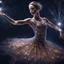 Placeholder: A beautiful divine magical ballet dancer that is wearing a sparkling, glittery dress, luminous and lights with a divine shine and sparkle in the dark twisted night. Dreamy and magical! Breathtaking beauty. Intricately detailed twirl of sparkles that shines and is made of outofworldly materials. Sparkling Magical vibe! Sparkles! Masterpiece! Rad lighting