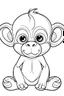 Placeholder: coloring page for kids, monkey , cartoon style, thick outline, low details, no shading, no color