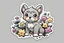 Placeholder: sticker pokemon dog in flowers on gray background