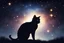 Placeholder: 黒猫シルエット ファンタジー 星空 キラキラ 柔らかい 温かい光