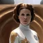 Placeholder: extremely detailed 8k hyperspace wallpaper,complete and photo realistic detailed head to waist stunning photo realistic portrait of carrie fisher as Princess Leia in star wars with photo realistic fine, simple and symetric hair, brown eyes, professional majestic photo realistic painting by Ed Blinkey, Atey Ghailan, by Jeremy Mann, Greg Manchess, Antonio Moro, trending on ArtStation, Intricate, High Detail, Sharp focus, dramatic, by greg rutkowski,