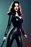 Placeholder: painting of kat dennings as evil queen in black leather pants, , leather, angry, stern look, volumetric lighting, particales,highly detailed,cinematic, deep colours,8, highly detailed, digital painting, artstation, concept art, smooth, sharp focus,