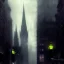 Placeholder:  Inslands Gotham city, Neogothic architecture by Jeremy mann, point perspective,