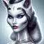 Placeholder: White catwoman, goddess, trippy, eyes different colored, snowwhite