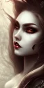 Placeholder: Vampire lady portrait, inspired by the story of vampire, Hot outfit, brown v-slash long hair, portrait, 8k 12k resolution, and goddess body, pretty beautiful