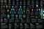 Placeholder: infographic about humans beings, made by alien, black background, strange gliphs, few text with big characters