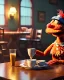 Placeholder: waitress woman with Sesame Street muppet mask-head, concept art, retro style, smooth, unreal engine 5, god lights, ray tracing, RTX, lumen lighting, ultra detail, volumetric lighting, 3d.