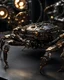 Placeholder: Mechanism crab,hyperrealism, masterpiece, expert, 8K, dramatic lighting, sharp focus, dark, black, steampunk