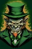 Placeholder: Evil leprechaun casts spell with mad smile