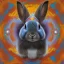 Placeholder: girl rabbit with blue third aye, aboriginal, dot painting, indiginous, dot, mud, dream-time, abstract, dots, natural pigment, extremely sharp detail, finely tuned detail, ultra high definition, 8 k, unreal engine 5, ultra sharp focus, art germ and Paul Lewin and Kehinde Wiley