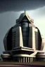Placeholder: Futuristic Architectural style for building of India's Intelligence Bureau , make it visibly military and intelligence style at the same time similar to Indian Architecture, use darker colors