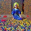 Placeholder: "Girl with a Pearl Earring" famous painting with scattered LEGO toys on the floor.