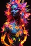 Placeholder: Art flowers body painting neons glowing light in the dark and colorful details