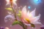 Placeholder: one big crystal subtle flower in a galactic ambiance with a very little beautiful fairy, transparent petals, delicate colors, in the foreground, full of details, smooth, bright sunshine，soft light atmosphere, light effect，vaporwave colorful, concept art, smooth, extremely sharp detail, finely tuned detail, ultra high definition, 8 k, unreal engine 5, ultra sharp focus