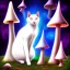 Placeholder: mystical white cat sits on a psychedelic mushroom