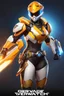 Placeholder: Conceptual artwork for an Overwatch character skin that envisions Tracer from Overwatch as a Power Ranger, helmet included, maintaining the original color scheme and elements of her primary attire.