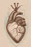 Placeholder: A drawing with clear defined details of a anatomical heart in graphic style inside the heart a small wave including letter A and J