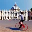 Placeholder: Pobe riding bicycle, Rome, St Peter's basilica, photo realistic, 8k