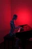 Placeholder: The whole body of Maniquí de glassy Artist mader playing piano and synthesizer