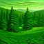 Placeholder: A green plain filled with evergreen trees painted by Frank Wilson