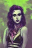 Placeholder: Danish singer MØ face, punk, dark neon tones,