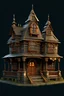 Placeholder: 3d cartoon old haunted house front façade