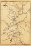Placeholder: a scan of an ancient Cree Anishinaabe road map, black and white printed map that has been been stained and weathered, text is in a Cree Syllabic font