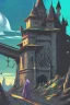 Placeholder: Witch of the west in howls moving castles in anime and graffiti styles