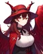 Placeholder: anime girl with red horns, red fedora, red wings and black antlers on the head.