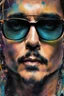 Placeholder: Close Up, Full Color Painting Of Johnny Depp, Sunglasses, (((Graffiti Art) (By Carne Griffiths))), Colorfull Wall Background, Insane Details, Intricate Details, Hyperdetailed, Low Contrast, Soft Cinematic Light, Dim Colors, Exposure Blend, Hdr, Front