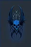 Placeholder: 2d Illustration of a goth logo, front view, flat single color darkblue background