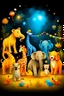 Placeholder: new year celebration fireworls family animals, elephant, bees, lion, bear, giraffe, tiger, peacock, panda