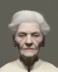 Placeholder: Abstract portrait of a dignified old woman with green eyes and white hair